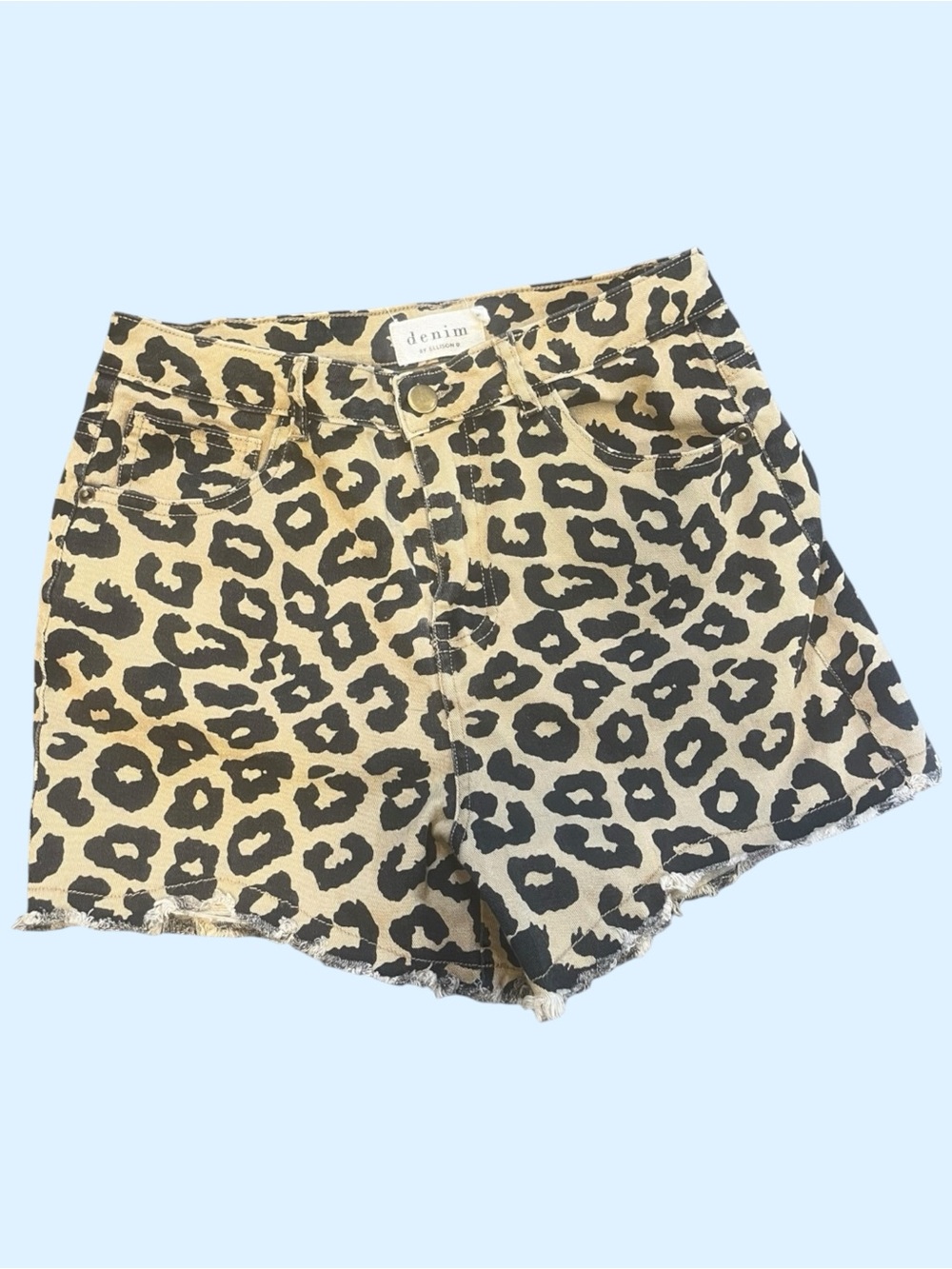 Ellison Leopard Print Jean Shorts - Beige & Black S Excellent Condition